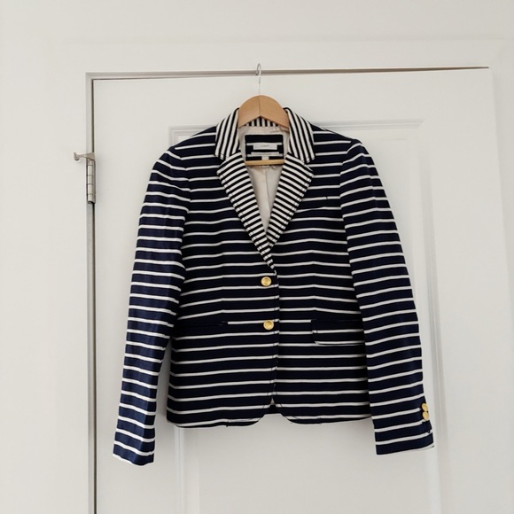 J. Crew Schoolboy Blazer Nautical Mixed Stripe Button Down Anchor Linen - Picture 3 of 10